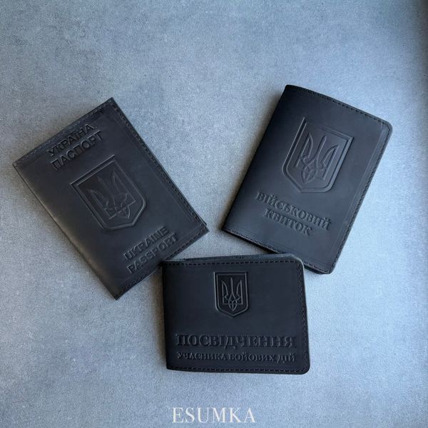 УБД  Обкладинка на посвідчення з натуральної шкіри колір чорний BA-0024 фото