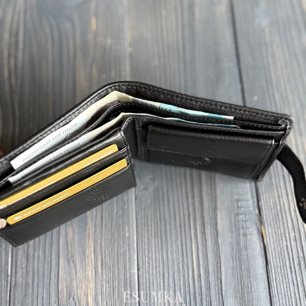 Гаманець шкіряний чоловічий H.T.Leather 8210black 8210black фото
