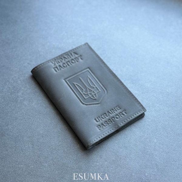 Обкладинка для паспорта з натуральної шкіри колір сірий BA-0043 фото