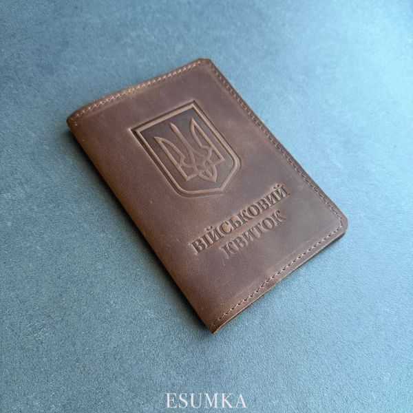 Обкладинка для військового квитка з натуральної шкіри колір коричневий BA-0031 фото