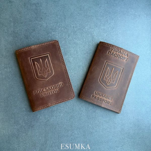 Обкладинка для військового квитка з натуральної шкіри колір коричневий BA-0031 фото