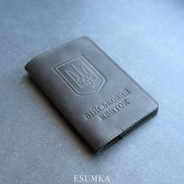Обкладинка для військового квитка з натуральної шкіри колір сірий BA-0032 фото